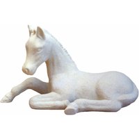 Kleine liegende Pferde Figur aus Steinguss für die Gartenzierde - Sabrina / Portland weiß von Gartentraum.de