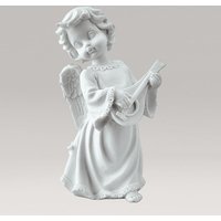 Kleiner Engel mit Laute für den Garten aus Marmorguss - Angeloi Musica von Gartentraum.de