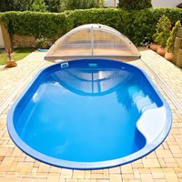 Kleiner Garten Pool - Komplettset - ovales Glas-Verbundbecken - 300x450cm - inklusive Treppe - langlebig - Venedig Amber / Grau von Gartentraum.de
