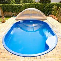 Kleiner Garten Pool - Komplettset - ovales Glas-Verbundbecken - 300x450cm - inklusive Treppe - langlebig - Venedig Amber / Hellblau von Gartentraum.de