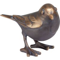 Kleiner Singvogel aus Bronze als Gartenfigur - Vogel Hugo / Bronze Patina Asche von Gartentraum.de