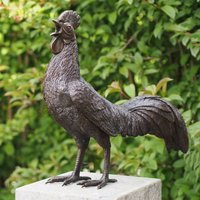 Krähender Hahn aus Bronze in Lebengröße  - Hahn Erbert von Gartentraum.de