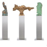 Künstleredition - 3er Set Bronzeskulpturen mit Stele - Ernst Fuchs Edition Set / 40cm (Höhe) von Gartentraum.de