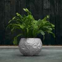 Kugelförmiger Beton Übertopf für Pflanzen - modern - Kahlo / 9,5x12,5x12,5cm (HxBxT) / Silber glänzend von Gartentraum.de