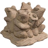 Kunstvoller Schirmständer aus Steinguss mit vier Froschfiguren - Ketut von Gartentraum.de