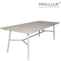 Langer Outdoor Esstisch mit Platte aus Teakholz und Rahmen aus Aluminium - Max & Luuk - Arda Esstisch / Schwarz von Gartentraum.de