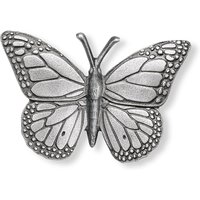 Lebensgroßer Schmetterling aus Aluminium - Gartenfigur - Monarchfalter Rino / Hellgrau von Gartentraum.de