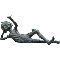 Liegende Wichtelfigur aus Bronze mit grüner Patina - Hallun von Gartentraum.de