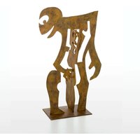 Limitierte Bronze Kunstskulptur in Rostoptik - Mensch mit Mensch von Gartentraum.de