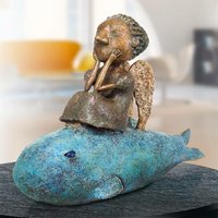 Limitierte Bronzeplastik - Engel sitzt auf Wal - Girl on a fish Limitierte Bronzeplastik - Engel sitzt auf Wal - Girl on a fish von Gartentraum.de