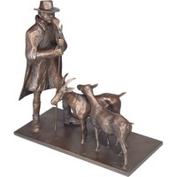 Limitierte Bronzeskulptur Ziegenhirte - Hirte mit Ziegen von Gartentraum.de