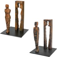 Limitierte Bronzeskulpturen im abstrakten Design - Mann & Frau Kubus Set von Gartentraum.de