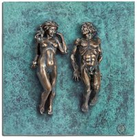 Limitiertes Bronze Wandrelief mit Skulpturen - Adam & Eva von Gartentraum.de