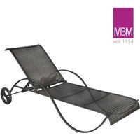 Lounge-Liege mit Rollen - MBM - Metall/Eisen - Gartenliege Romeo / mit Sitzkissen Natur von Gartentraum.de