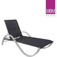 MBM Gartenliege aus Aluminium, Resysta & Kunststoffgeflecht - verstellbar - Sonnenliege Bow / Schwarz von Gartentraum.de