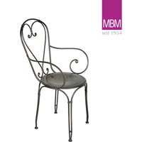 MBM Gartenstuhl mit Armlehnen - Schmiedeeisen - stapelbar - Sessel Boulevard / mit Sitzkissen Natur von Gartentraum.de