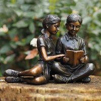 Mädchen & Junge lesen - Gartenfigur aus Bronze - Anna & Timo von Gartentraum.de
