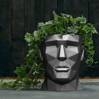 Mann Kopf Blumentopf aus Beton - modern - Apollo Design - Moholy / 15,5x11x15cm (HxBxT) / Anthrazit glänzend von Gartentraum.de