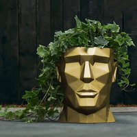 Mann Kopf Blumentopf aus Beton - modern - Apollo Design - Moholy / 15,5x11x15cm (HxBxT) / Gold glänzend von Gartentraum.de