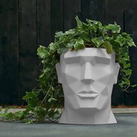 Mann Kopf Blumentopf aus Beton - modern - Apollo Design - Moholy / 15,5x11x15cm (HxBxT) / Weiß matt von Gartentraum.de