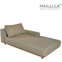 Max & Luuk Chaiselongue aus Teak mit Armlehne links und Polstern - Luke Chaiselongue von Gartentraum.de