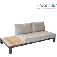 Max & Luuk Sitzbank für die Gartenlounge mit Kissen und Ablage rechts - Mick Loungebank / Grau von Gartentraum.de