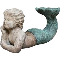 Meerjungfrau Figur aus Keramik - Terrakotta mit farbiger Teilglasur - Liegend - Ulana von Gartentraum.de