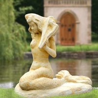 Meerjungfrau Stein Skulptur - Aria / Antikgrau von Gartentraum.de