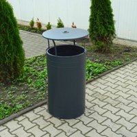 Metall Mülleimer für Draußen mit Dach und Ascher  - Bryndis / Grau von Gartentraum.de