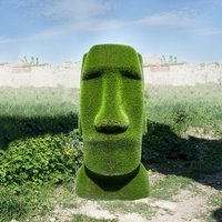 Moai Kopf Gartenfigur - Topiary - GFK & Kunstrasen - Idukan von Gartentraum.de