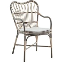 Moccachino farbener Stuhl für den Garten mit Arm- und Rückenlehne - Gartenstuhl Finja / White von Gartentraum.de