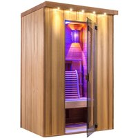 Modern ausgestattete Indoor Infrarotkabine aus Fichtenholz für Zuhause - Osiris / für eine Person / mit Magnesiumheizung von Gartentraum.de