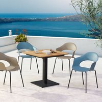 Moderne 4-Sitzer Möbelgruppe mit quadratischem Tisch - Rumino / Stühle Blau & Natur von Gartentraum.de