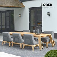 Moderne 6-Sitzer Sitzecke - Teckholz & Aluminium - Sitzgarnitur Hybrid / Weiß von Gartentraum.de