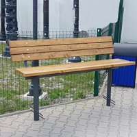 Moderne Gartenbank zum einbetonieren aus Holz und Metall - Endre von Gartentraum.de