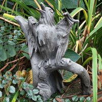 Moderne Gartenfigur Amsel aus Steinguss - Aserion / Antikgrau von Gartentraum.de