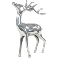 Moderne Hirsch Dekofigur aus Aluminium - silberfarben - Cupid / 41x28x13cm (HxBxT) von Gartentraum.de