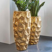 Moderne Indoor Pflanzvase aus Polystone - goldfarben - Restandor / 75x42cm (HxDm) von Gartentraum.de