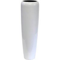 Moderne Pflanzvase für draußen - weiß glänzend - Polystone - Visso / 117x34cm (HxDm) von Gartentraum.de