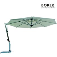 Moderner Ampelschirm von Borek - Aluminium & Teakholz - mit Kurbel - drehbar - Capri Sonnenschirm teak / Ecru / 300x400cm von Gartentraum.de