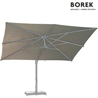 Moderner Ampelschirm von Borek - Kurbel-System - quadratisch - Rodi Sonnenschirm silver / Weiß von Gartentraum.de