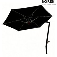 Moderner Design Ampelschirm von Borek - Aluminium Rahmen - mit Kurbel - neigbar - Ischia Sonnenschirm graphite / Schwarz von Gartentraum.de