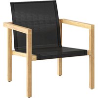 Moderner Outdoor Lounge Sessel aus Teak - Ethan Loungechair / Schwarz / ohne Fußbank von Gartentraum.de