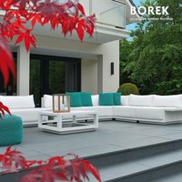 Modernes Ecksofa - weiß - Gartenlounge Komplettset - Borek - Aluminium - Murcia Gartenlounge von Gartentraum.de