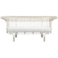 Modernes weißes Outdoor-Sofa aus Alu-Rattan - Gartensofa Enna / Taupe von Gartentraum.de