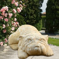 Mops Hundefigur aus Steinguss - Emma / Antikgrau von Gartentraum.de