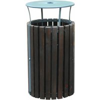 Mülleimer für den Außenbereich mit Holzverkleidung und Schutzdach aus Metall - Einar / Anthrazit von Gartentraum.de