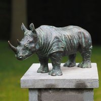 Nashorn als Bronze Gartenfigur - stehend - Nashorn von Gartentraum.de