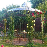 Nostalgischer Garten Pavillon aus Schmiedeeisen - Safia / grau / ohne Dach von Gartentraum.de