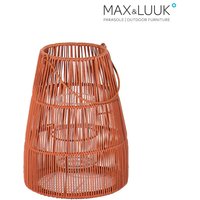 Orange Gartenlaterne aus Aluminium und Geflecht mit Kerzenhalter aus Glas - Max & Luuk - Mace Laterne / 30,5x23cm (HxDm) von Gartentraum.de